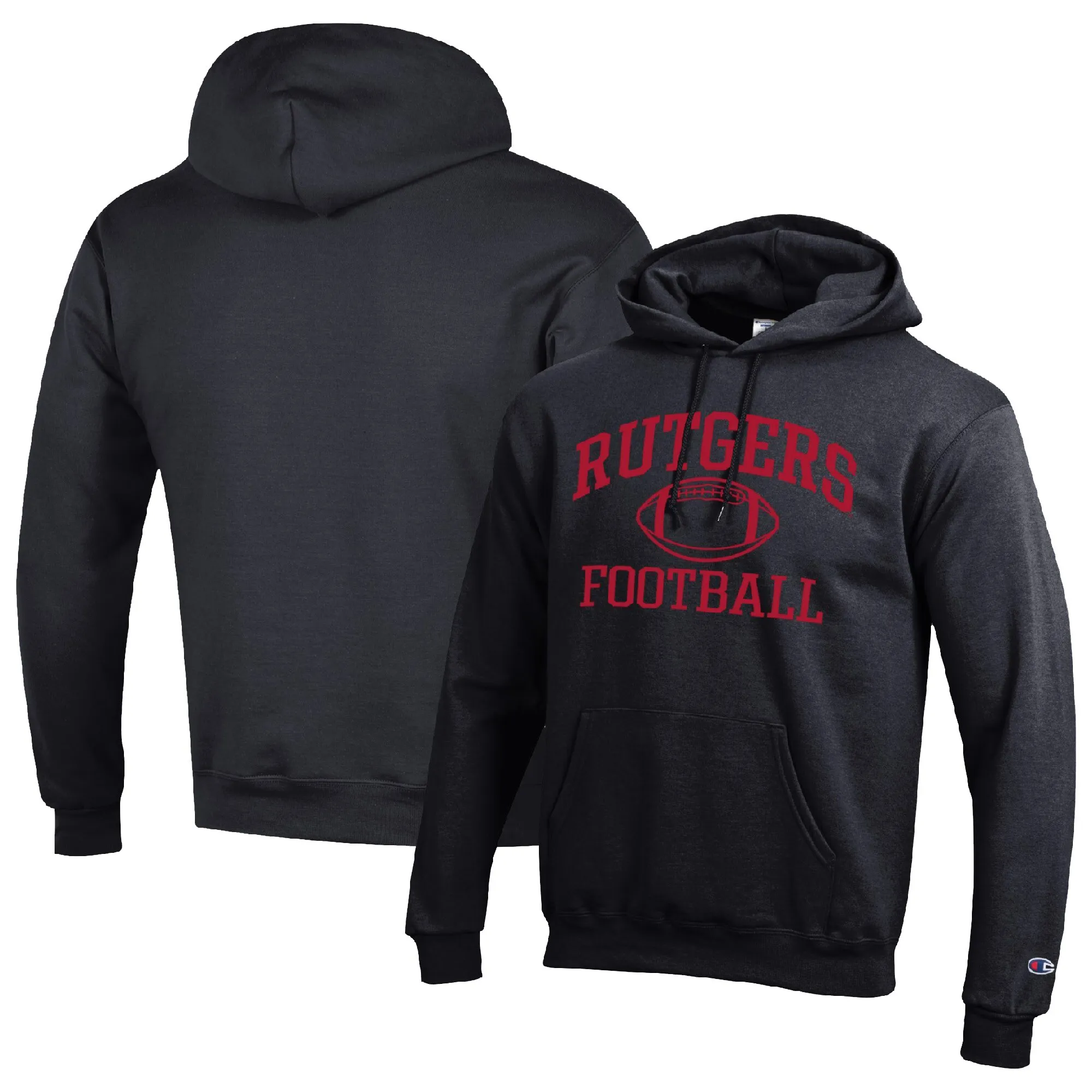 Champion Rutgers Scarlet Knights Black Football Icon Pullover Hoodie