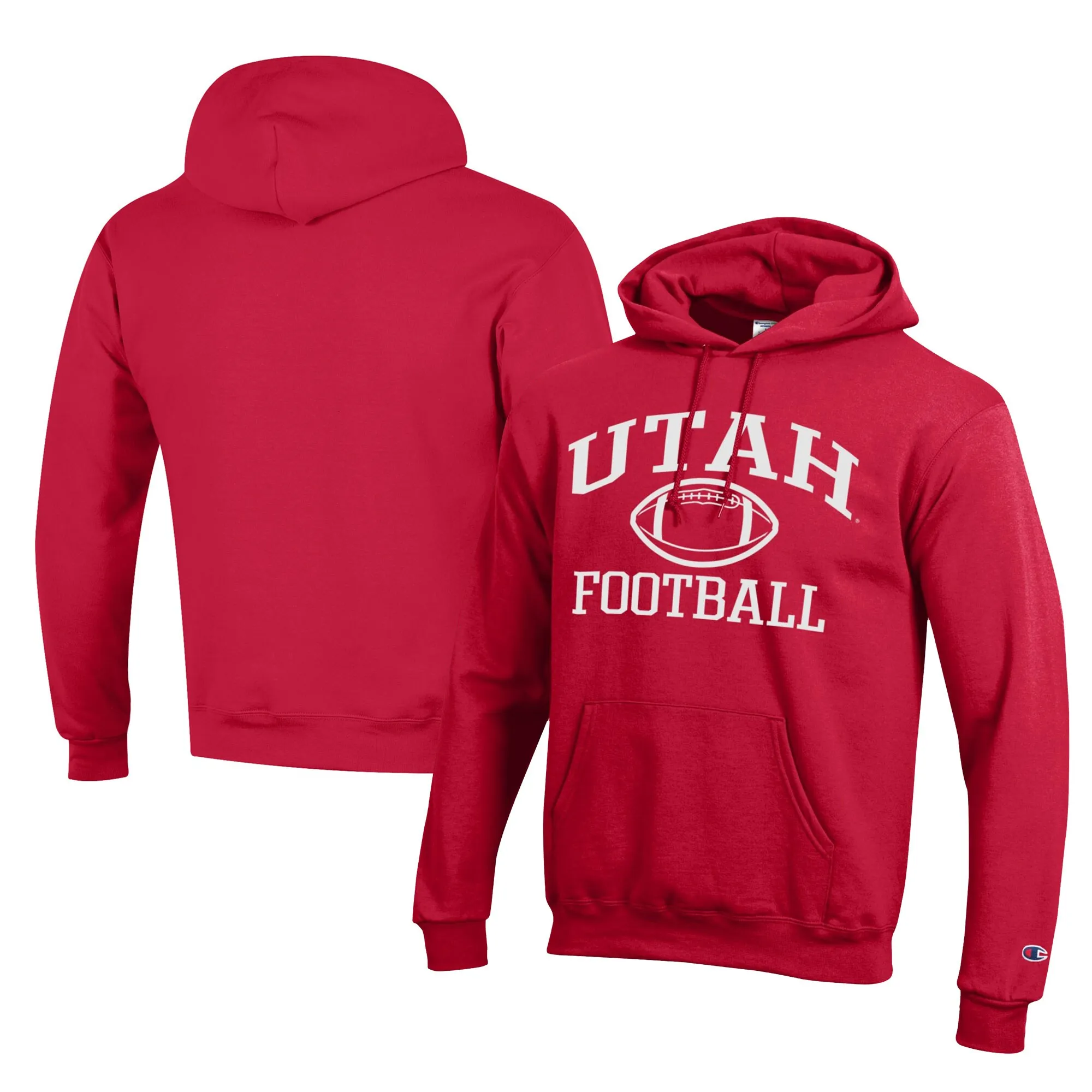 Champion  Utah Utes Red Football Eco Powerblend Pullover Hoodie