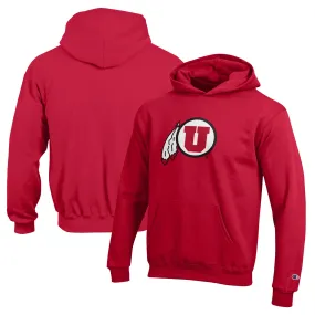 Champion Utah Utes Youth Red Eco Powerblend Pullover Hoodie