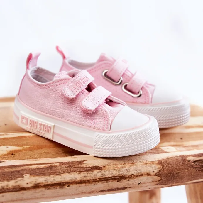 Children's Cloth Sneakers With Velcro Big Star KK374077 Pink