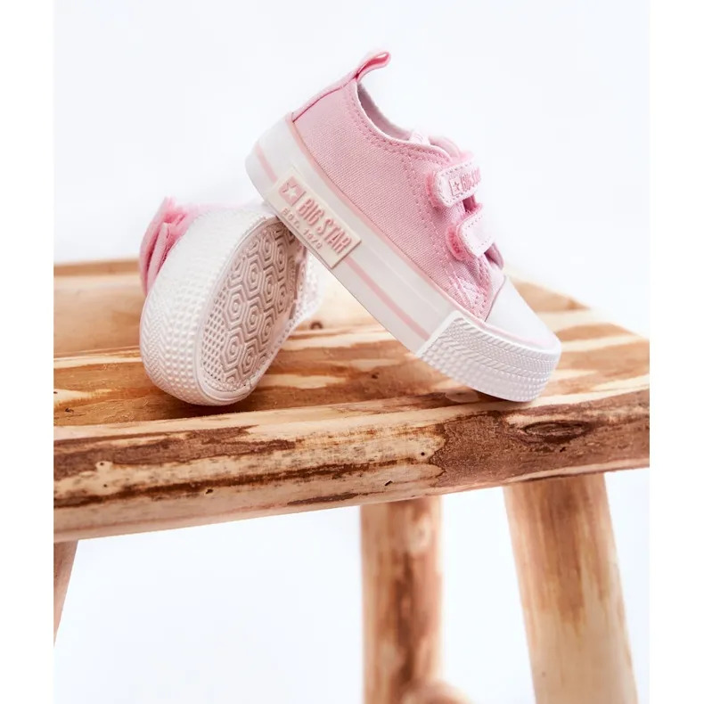 Children's Cloth Sneakers With Velcro Big Star KK374077 Pink