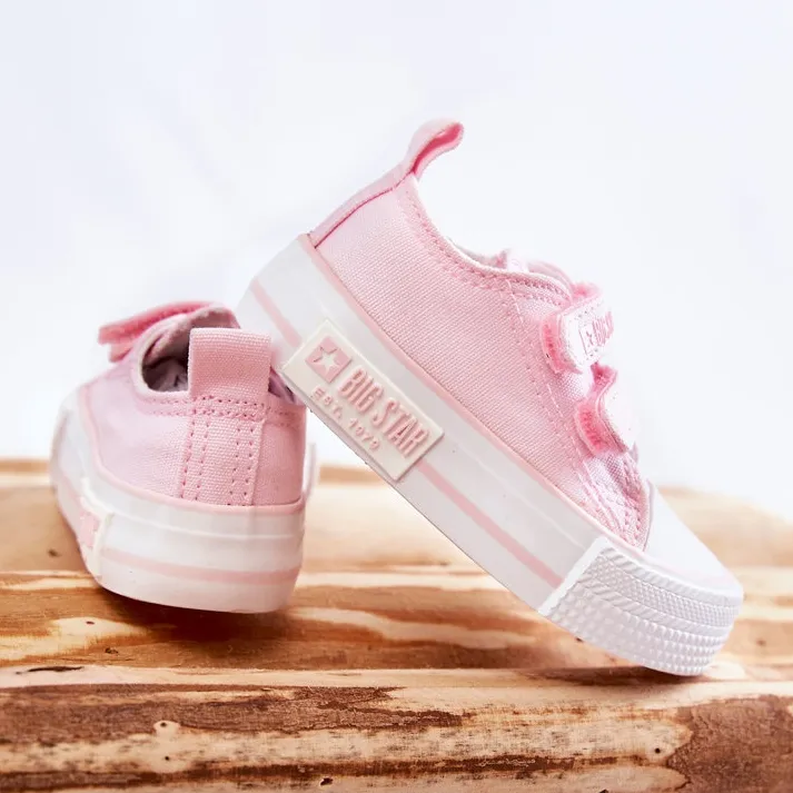 Children's Cloth Sneakers With Velcro Big Star KK374077 Pink