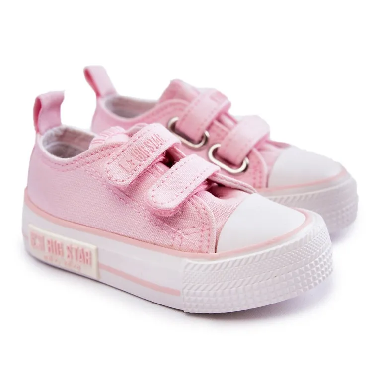 Children's Cloth Sneakers With Velcro Big Star KK374077 Pink