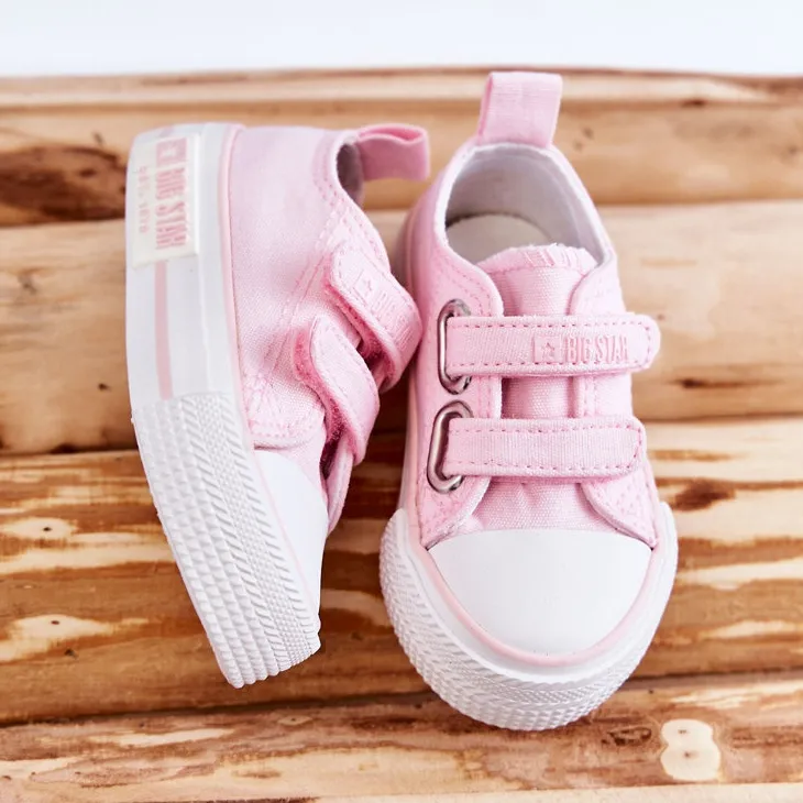 Children's Cloth Sneakers With Velcro Big Star KK374077 Pink