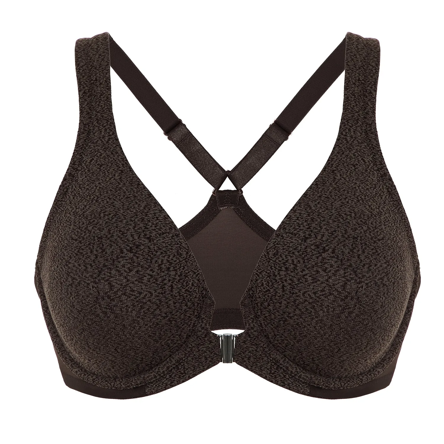 Chocolate Underwire Full Coverage Racerback Front Closure Strap Bra for Women