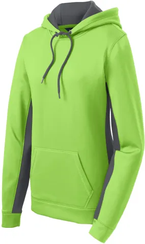 CLOSEOUT - Sport-Tek Ladies Sport-Wick Fleece Colorblock Hooded