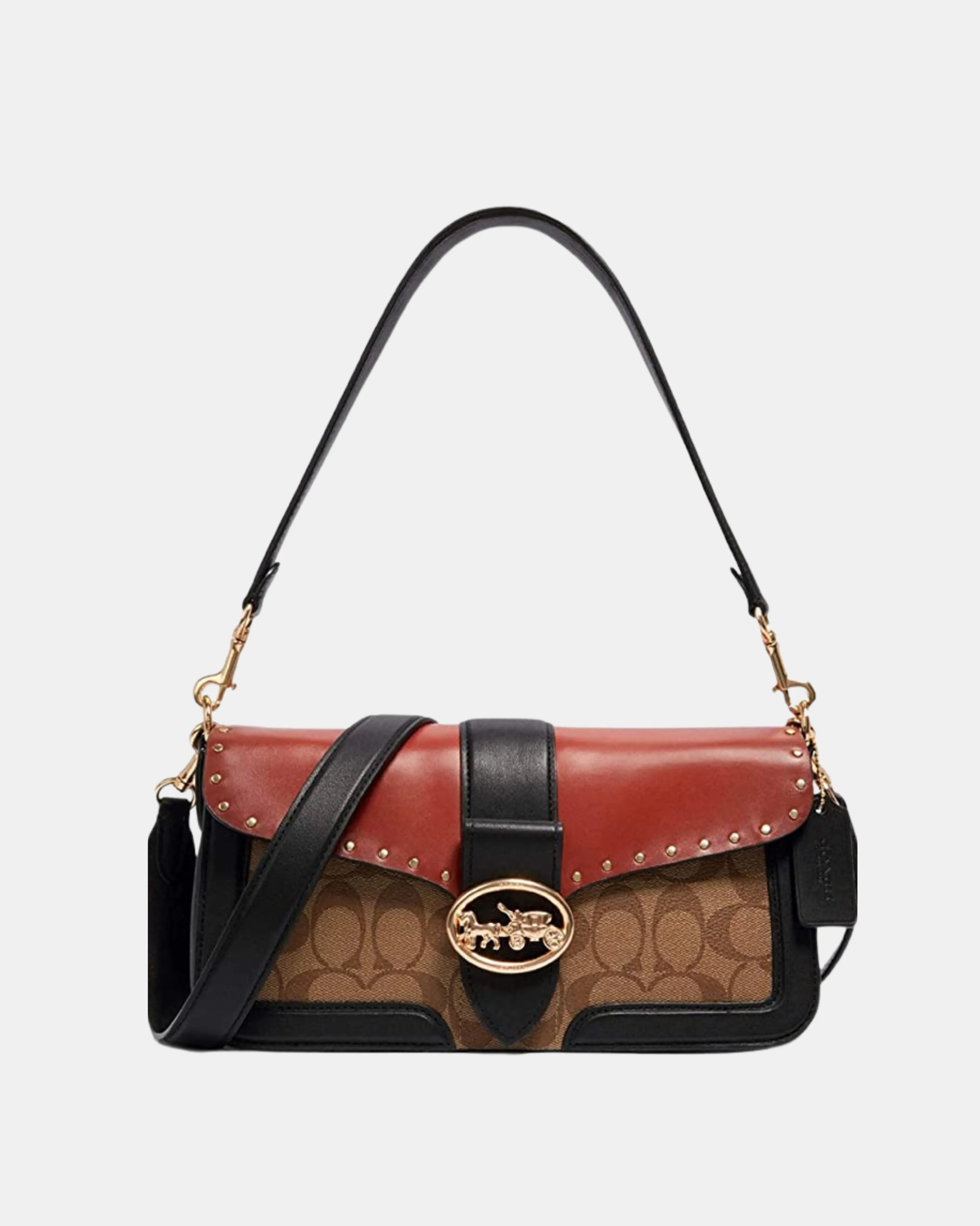 Coach Georgie Shoulder Bag In Colorblock Signature Canvas With Rivets 5605