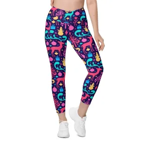 Colorful Christmas Crossover Leggings With Pockets