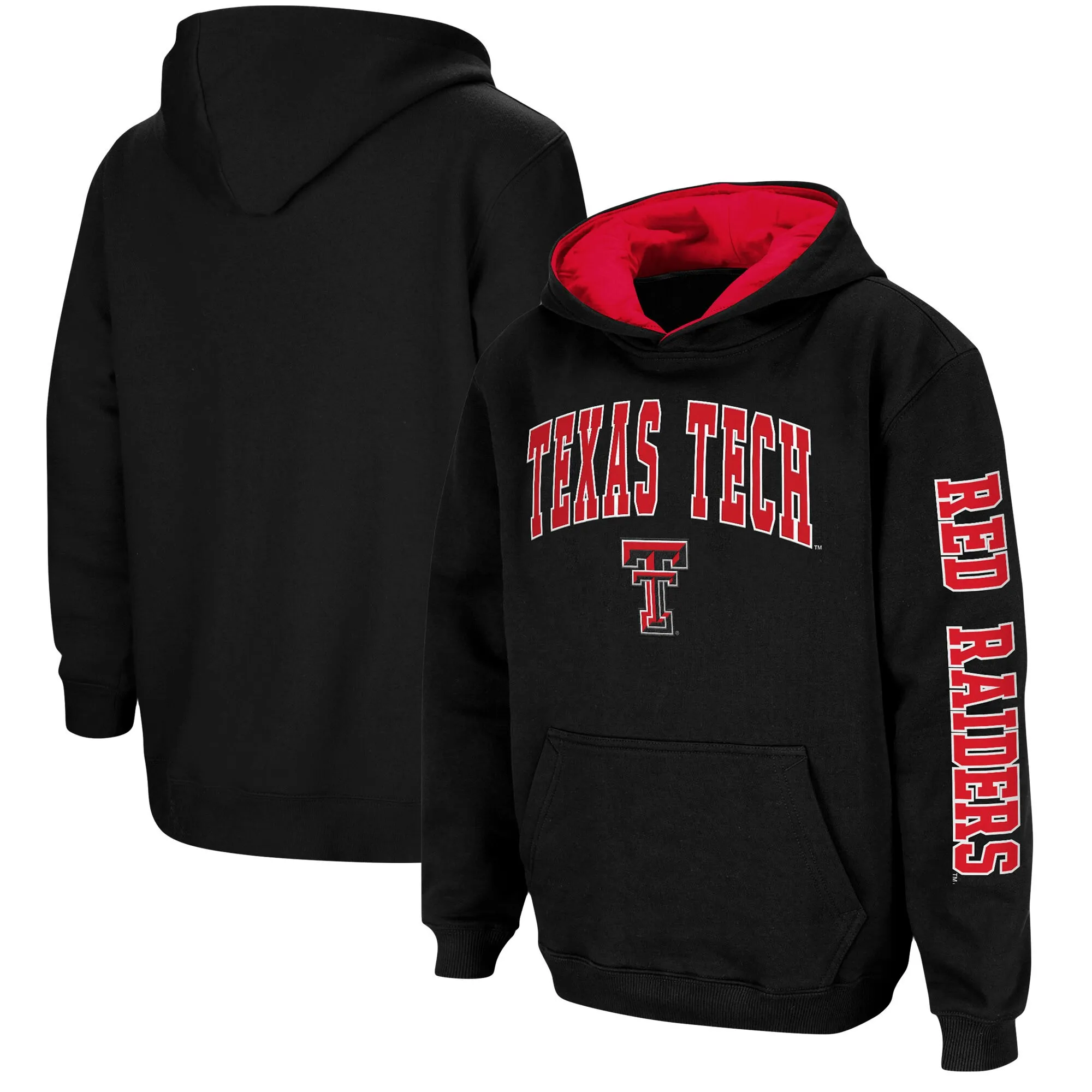 Colosseum Texas Tech Red Raiders Youth Black 2-Hit Team Pullover Hoodie