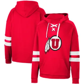 Colosseum Utah Utes Red Lace-Up 4.0 Pullover Hoodie