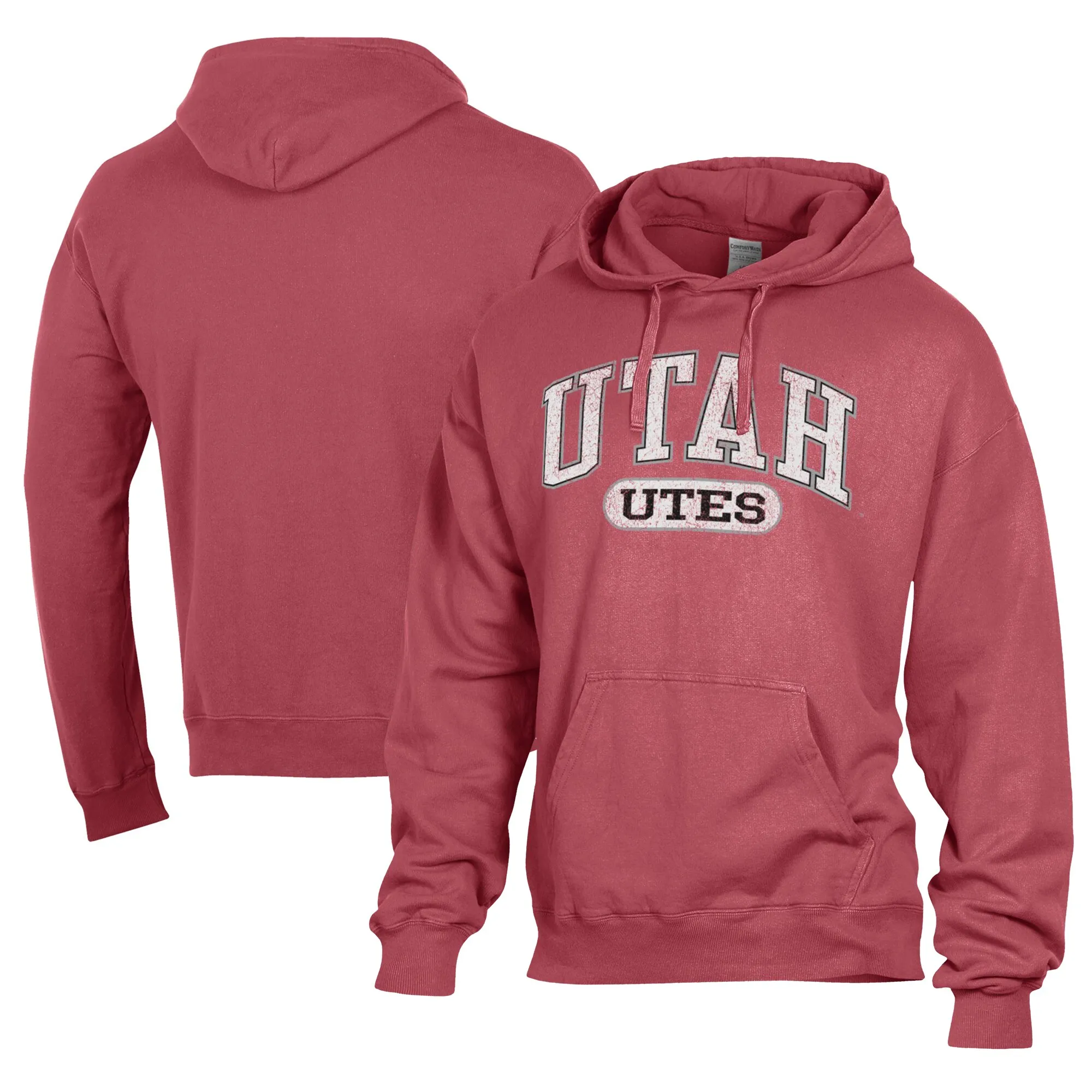 Comfort Wash  Utah Utes Red Lightweight Fleece Pullover Hoodie