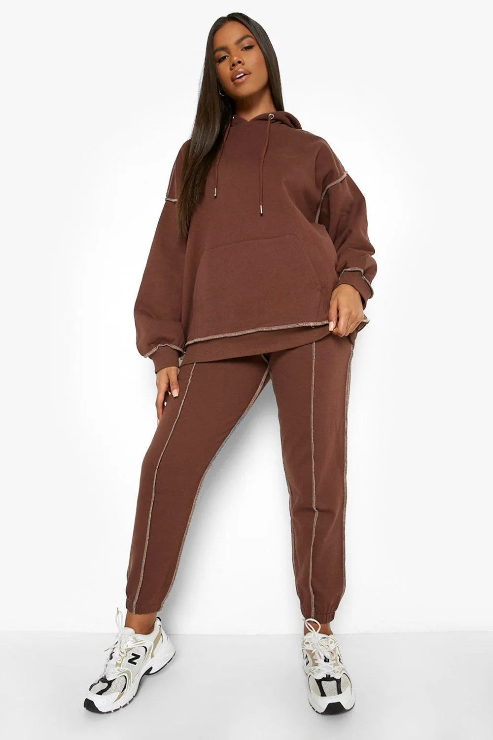 Contrast Stitch Hooded Oversized Tracksuit