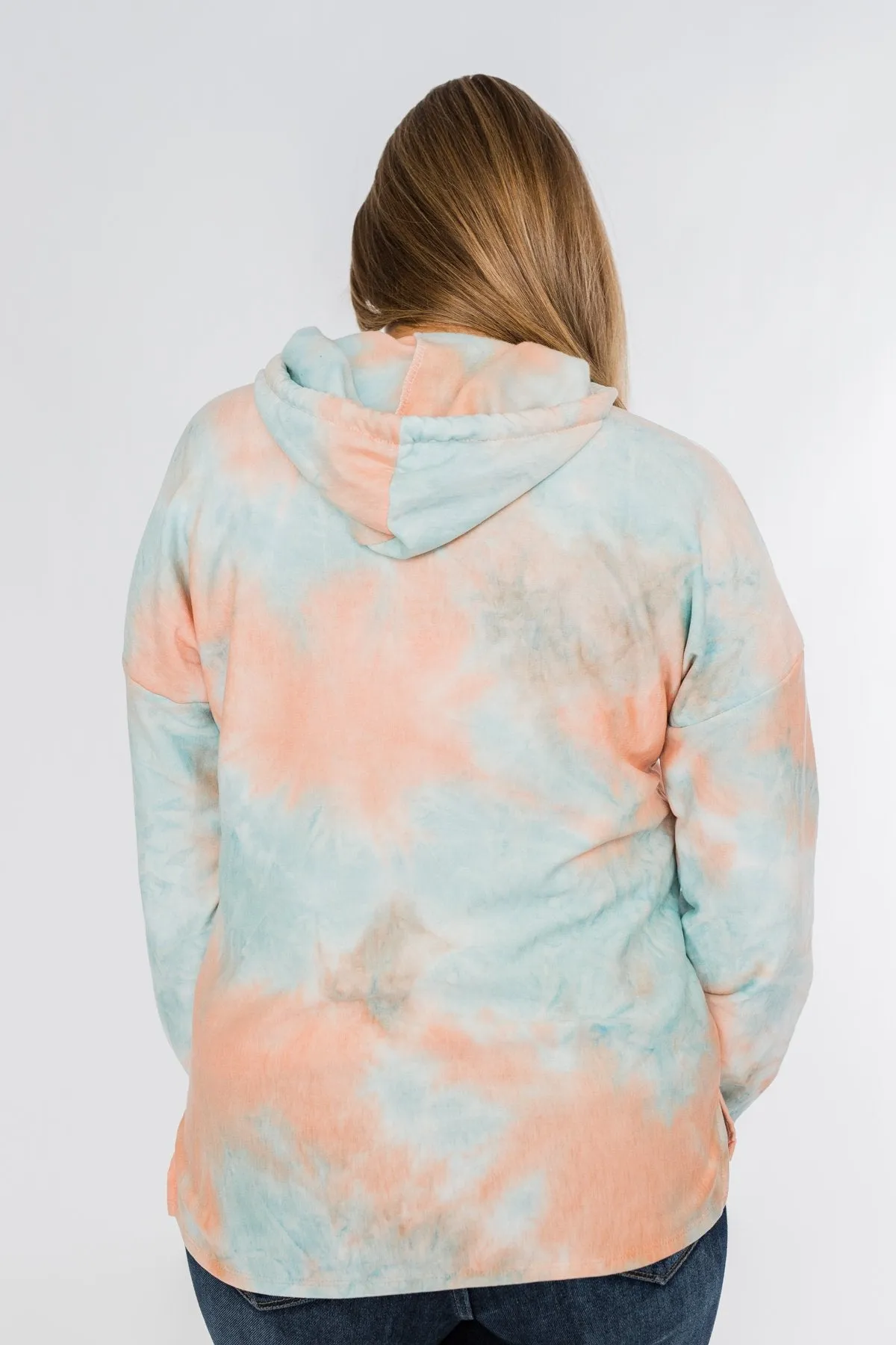 Cotton Candy Dreams Tie Dye Hoodie- Peach & Blue