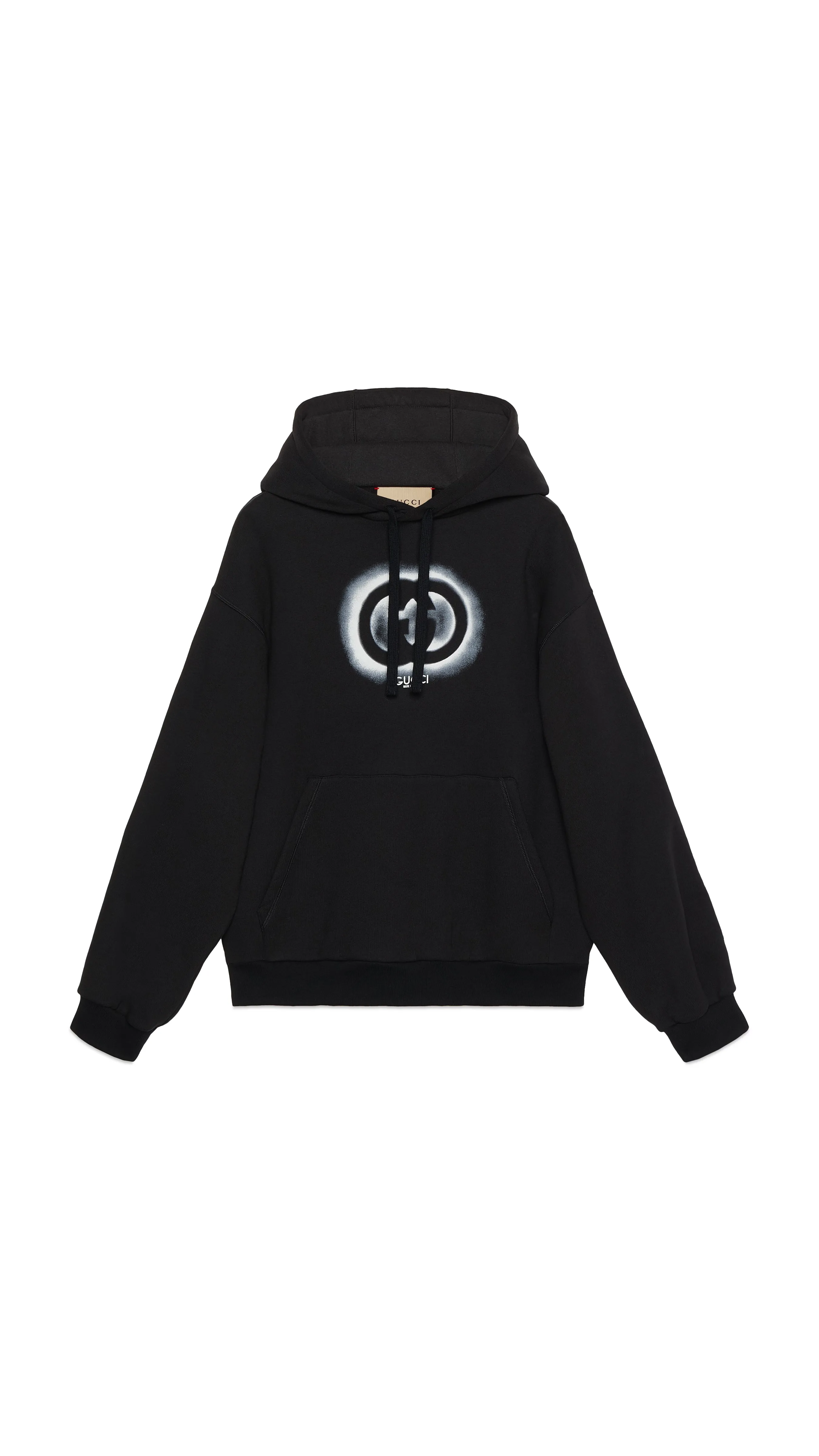 Cotton Jersey Hooded Graffiti Sweatshirt - Black/White