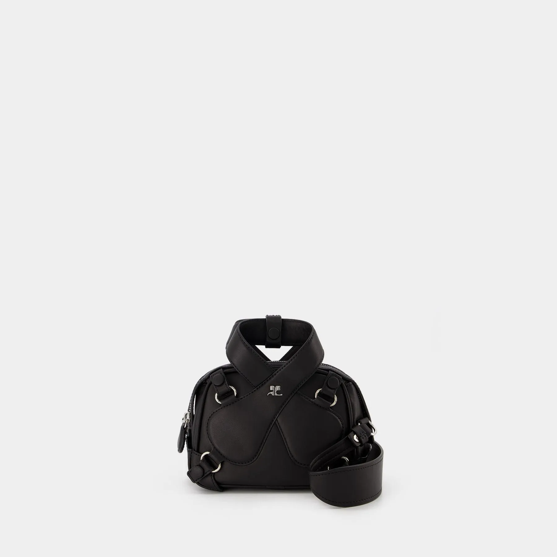 Courreges  X Loop Baguette Bag in Black Leather