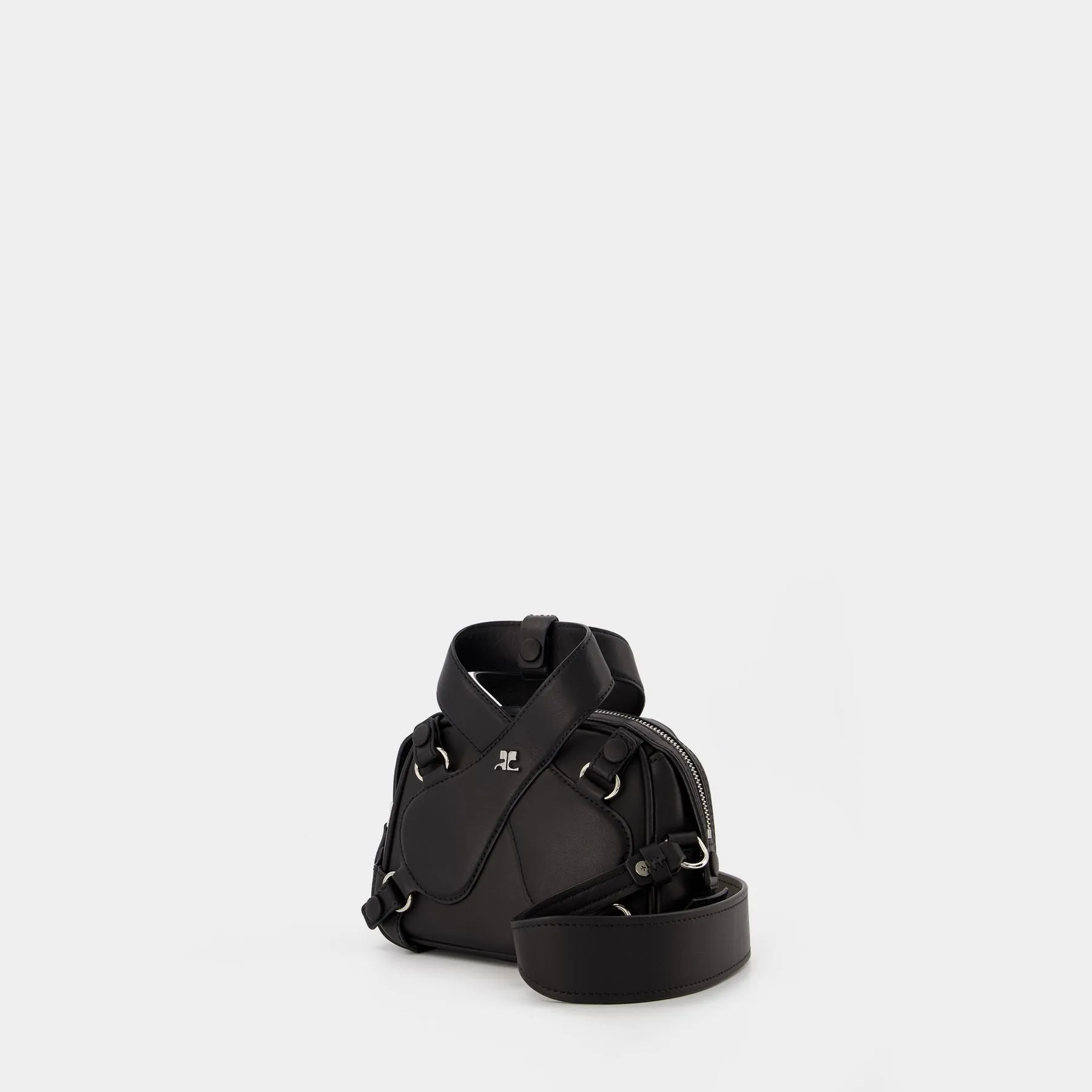 Courreges  X Loop Baguette Bag in Black Leather