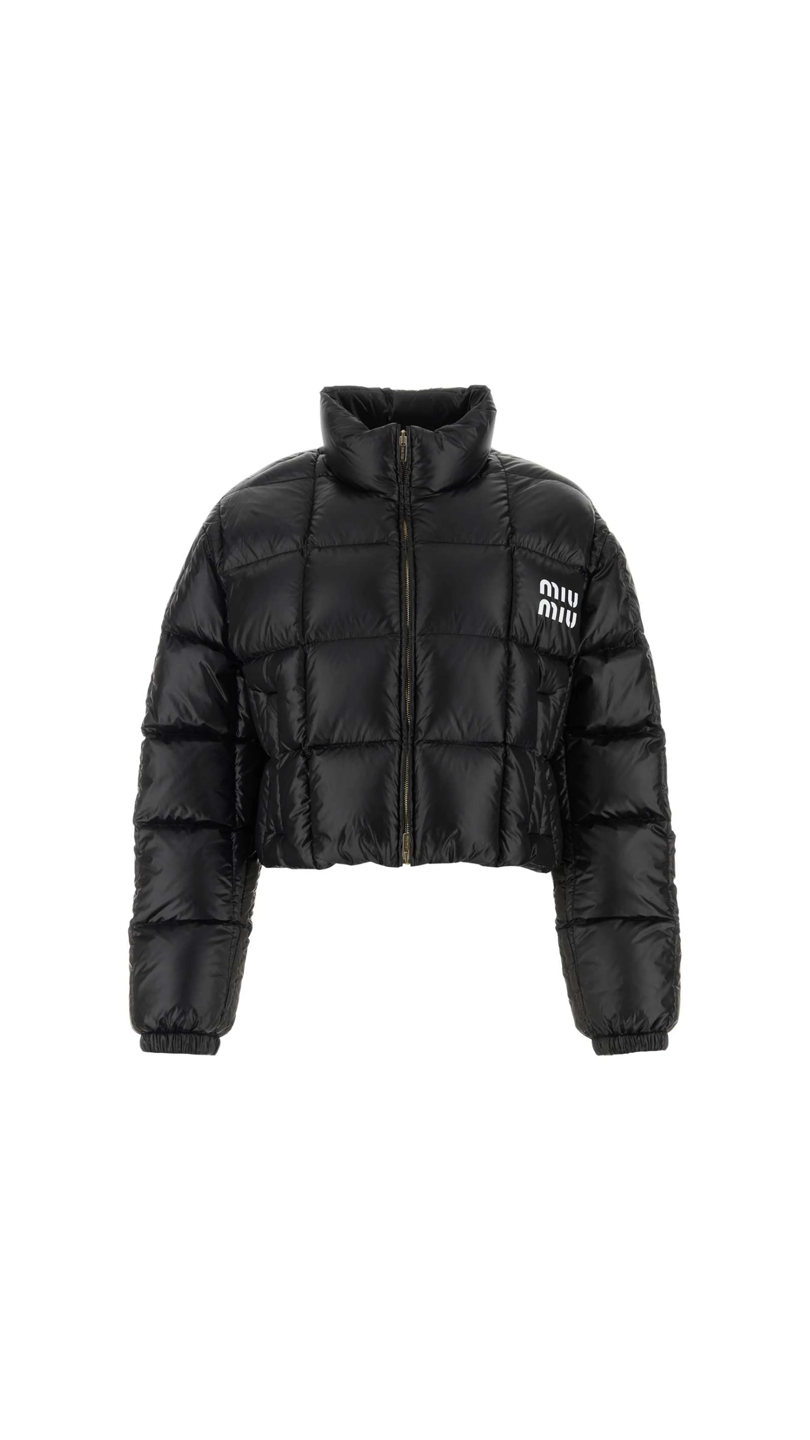 Cropped Nylon Down Jacket - Black