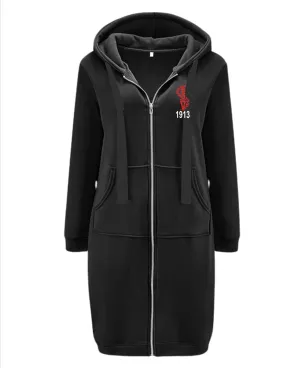 Delta Long Zip-Up High/Low Lounge Hoodie