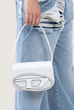 Diesel  1DR White Iconic Shoulder Bag In Nappa Leather