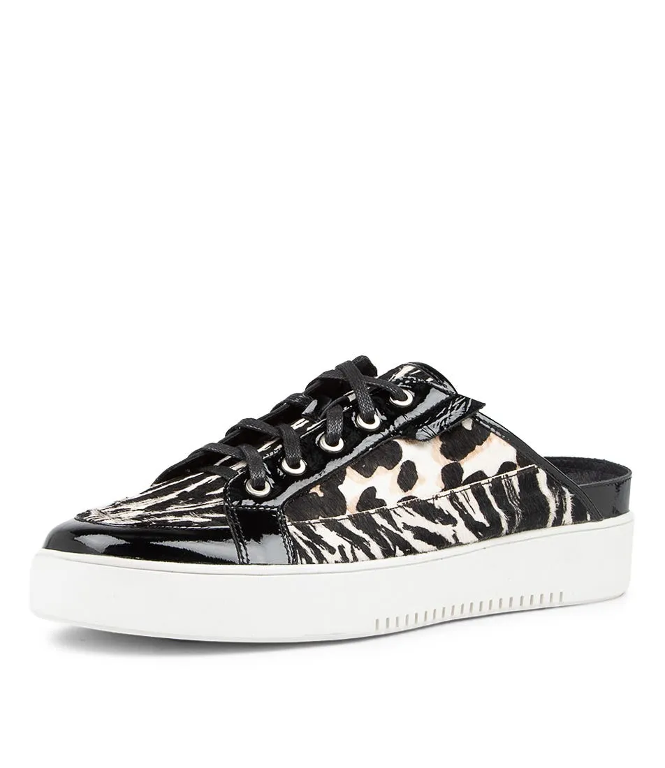 DJANGO & JULIETTE Lysa Big Black White Leather Sneakers Zebra