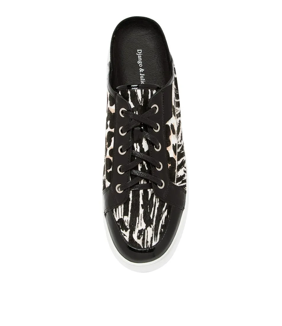 DJANGO & JULIETTE Lysa Big Black White Leather Sneakers Zebra