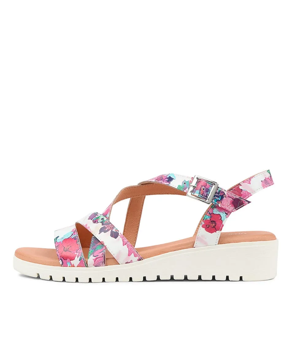 DJANGO & JULIETTE Matedy Poppy Print Leather Sandals Ws