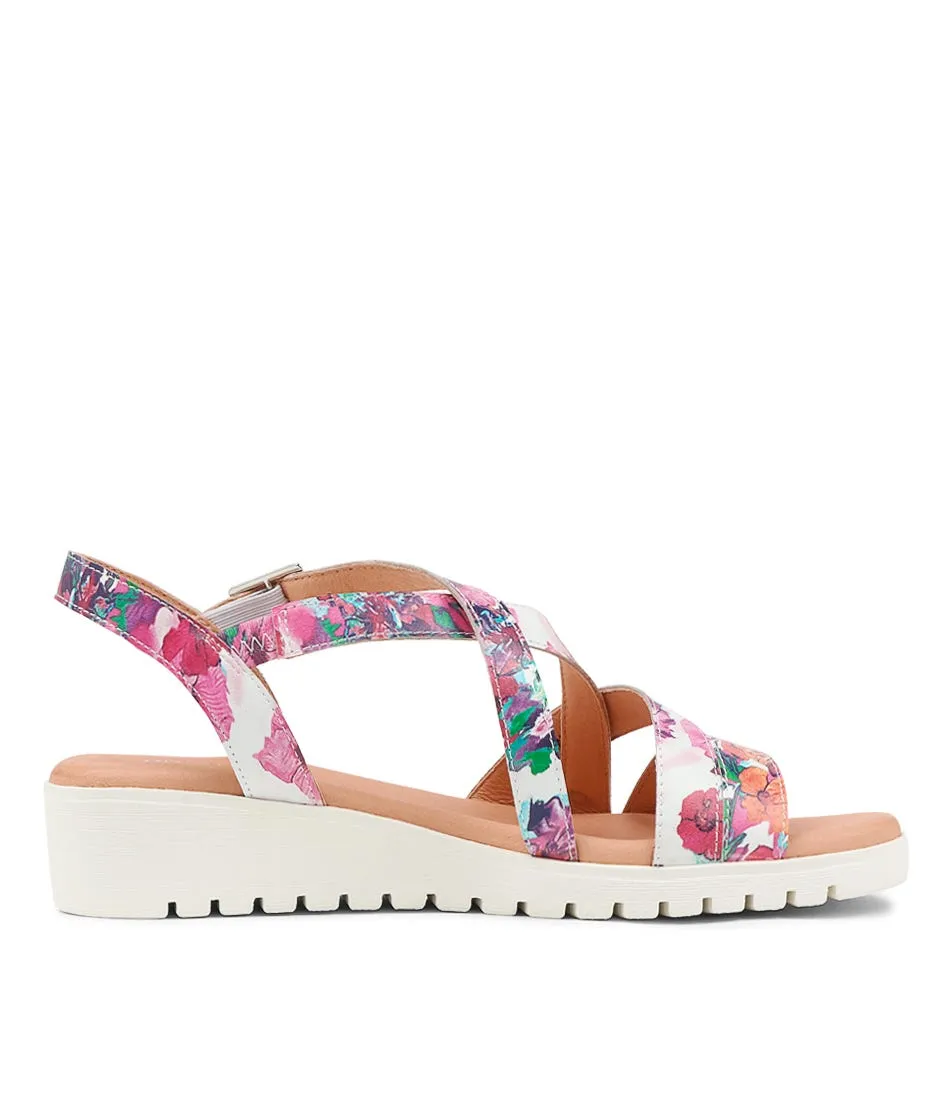 DJANGO & JULIETTE Matedy Poppy Print Leather Sandals Ws