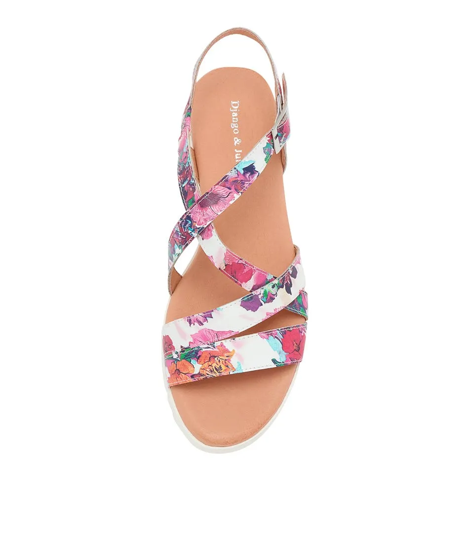 DJANGO & JULIETTE Matedy Poppy Print Leather Sandals Ws