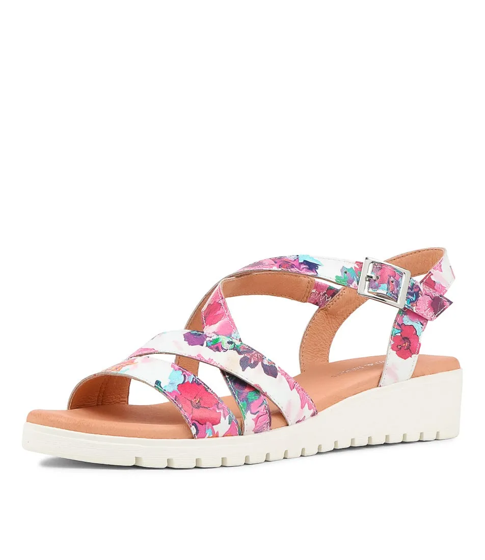 DJANGO & JULIETTE Matedy Poppy Print Leather Sandals Ws