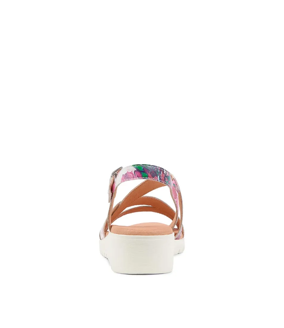 DJANGO & JULIETTE Matedy Poppy Print Leather Sandals Ws