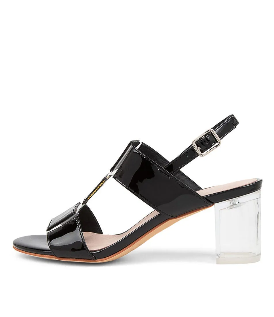 DJANGO & JULIETTE Sheree Black Clear Patent Vinylite Sandals