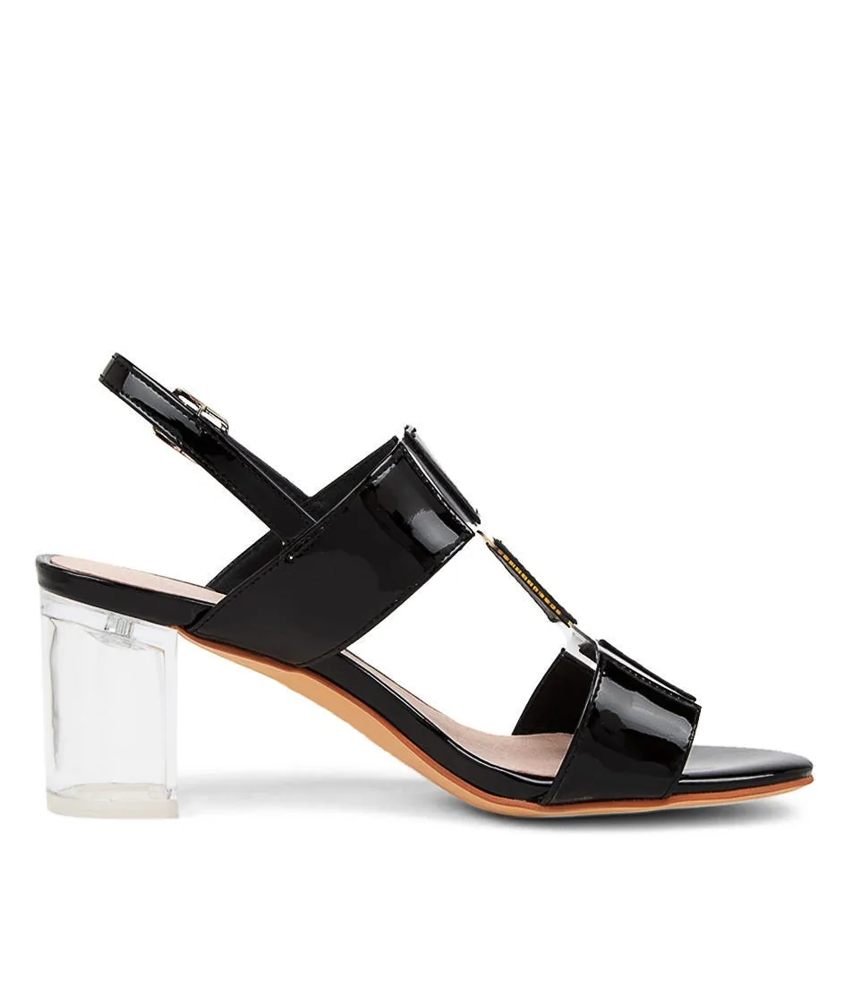 DJANGO & JULIETTE Sheree Black Clear Patent Vinylite Sandals