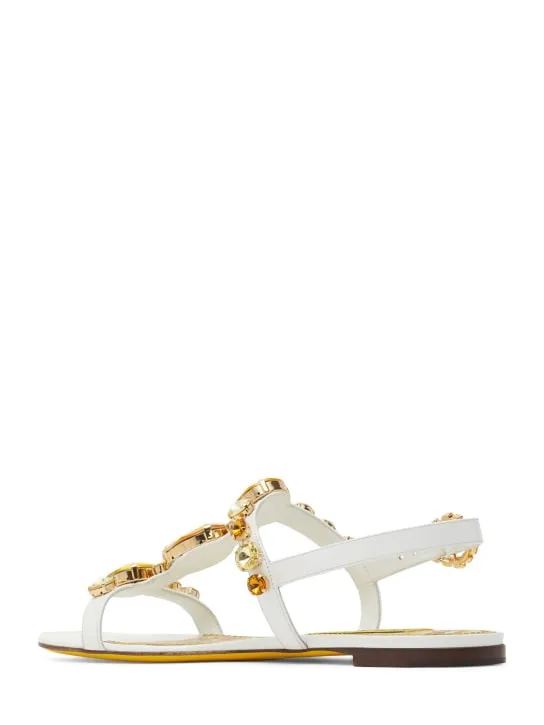 Dolce&Gabbana   10mm Bianca patent leather flat sandals 