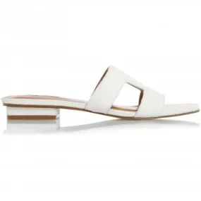 Dune London Loupe | White | Women's Smart Leather Slider Sandals