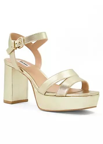 Dune London Molten Gold Leather Mid-Platform Sandals | Grattan