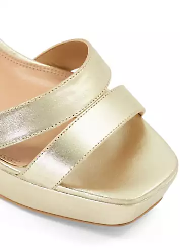 Dune London Molten Gold Leather Mid-Platform Sandals | Grattan