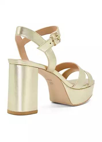 Dune London Molten Gold Leather Mid-Platform Sandals | Grattan