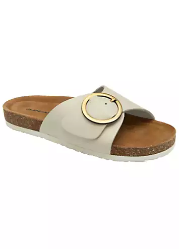 Dunlop Nisha White Leather Crossover Buckle Footbed Sandals | Grattan