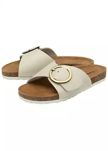 Dunlop Nisha White Leather Crossover Buckle Footbed Sandals | Grattan