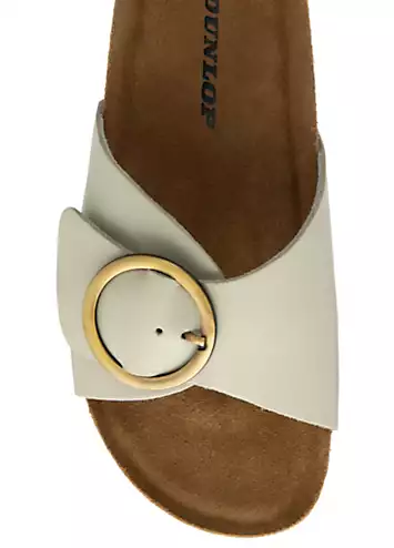 Dunlop Nisha White Leather Crossover Buckle Footbed Sandals | Grattan