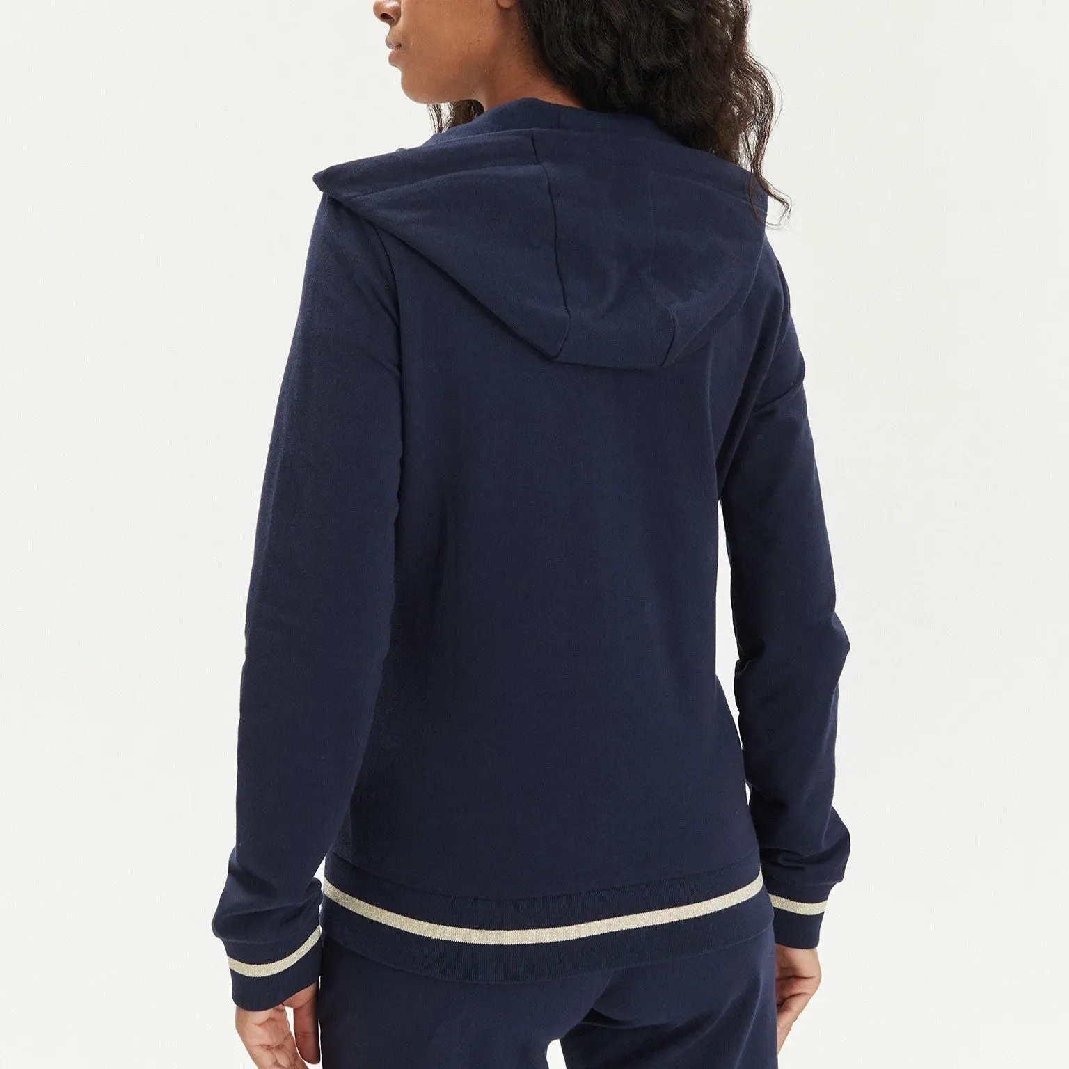 EA7 Womens Stretch-Cotton Hooded  Sweatshirt