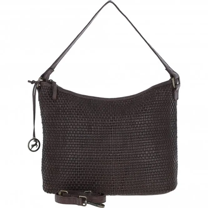 Elegant Ashwood Leather Woven Shoulder Bag Brown: GV-64357