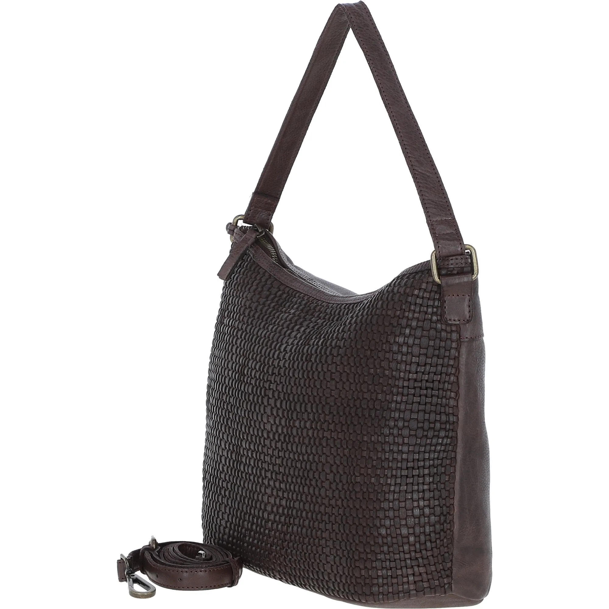 Elegant Ashwood Leather Woven Shoulder Bag Brown: GV-64357