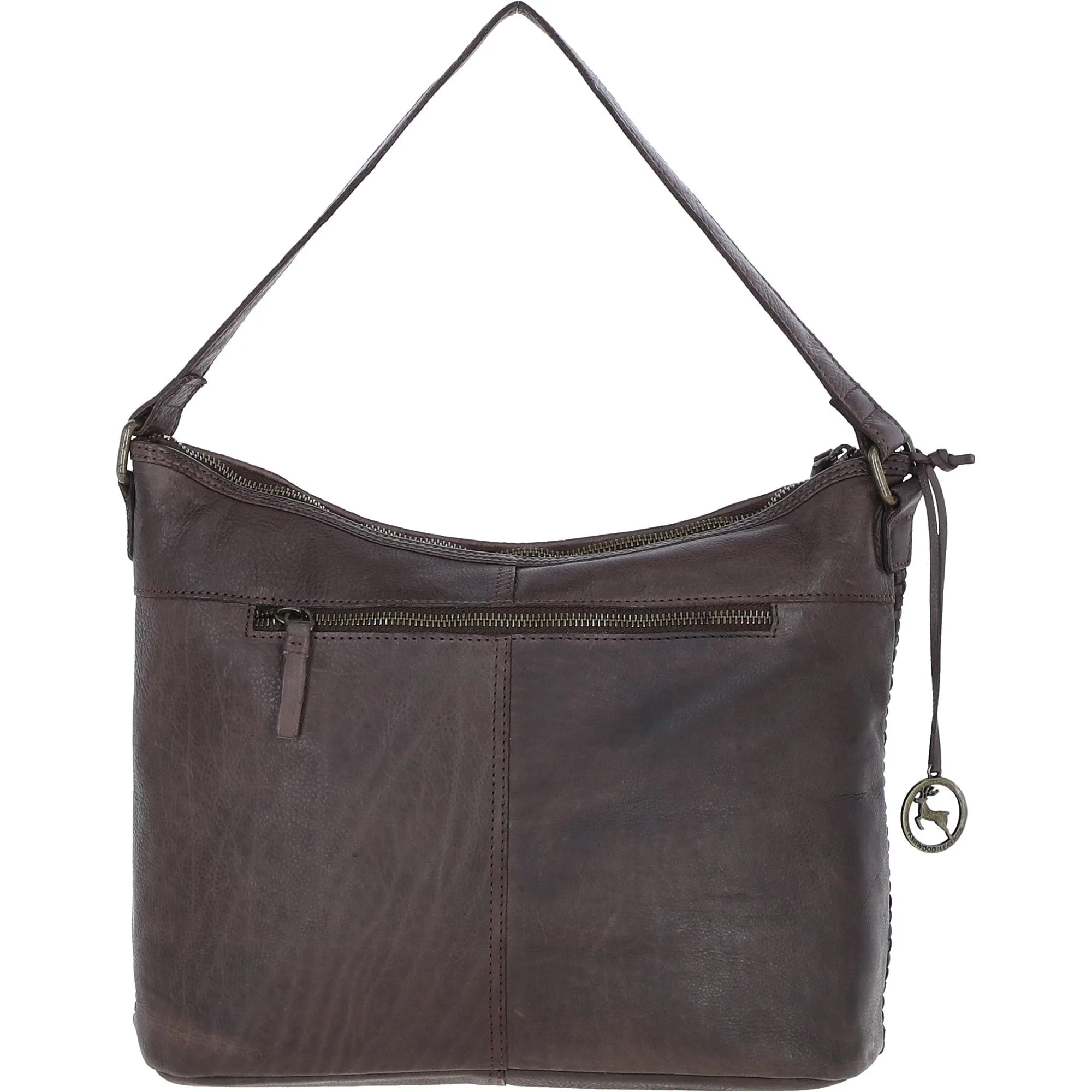 Elegant Ashwood Leather Woven Shoulder Bag Brown: GV-64357