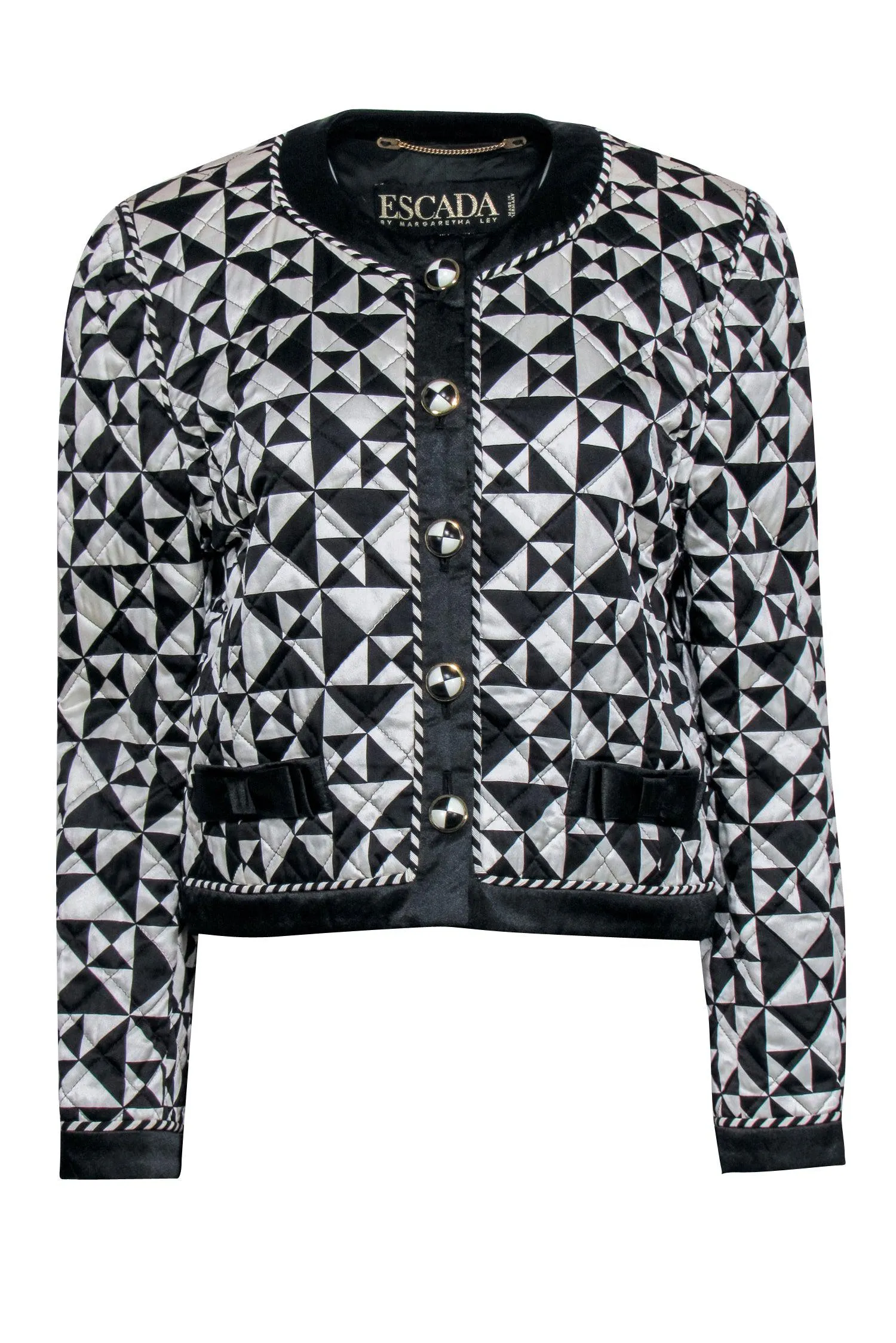 Escada - Black & White Quilted Cropped Jacket Sz 8