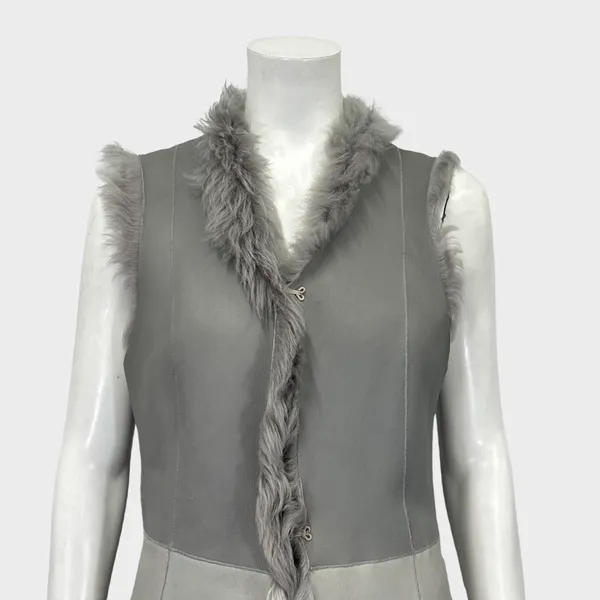 Escada sport grey shearling leather double-sided vest