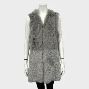 Escada sport grey shearling leather double-sided vest