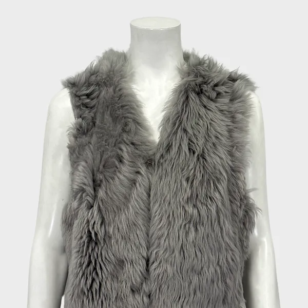 Escada sport grey shearling leather double-sided vest