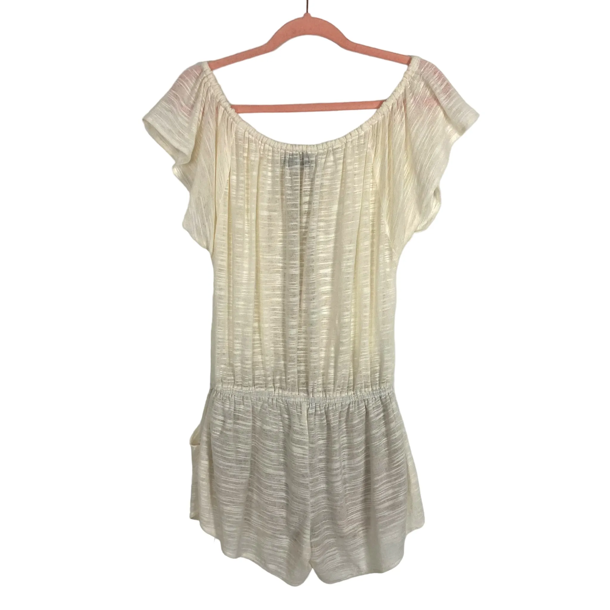 Eternal Sunshine Creations Cream Crochet Cover Up Romper- Size XS/S