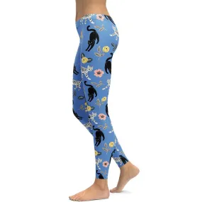 Feline & Flower Pattern Leggings